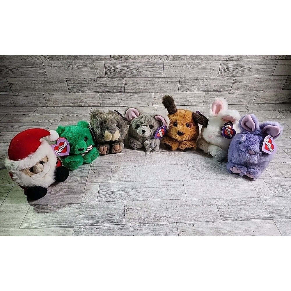 NEW 1994 Puffkins Plush Doll Lot of 7 Swibco 90s Stuffed Animals w/ Tags